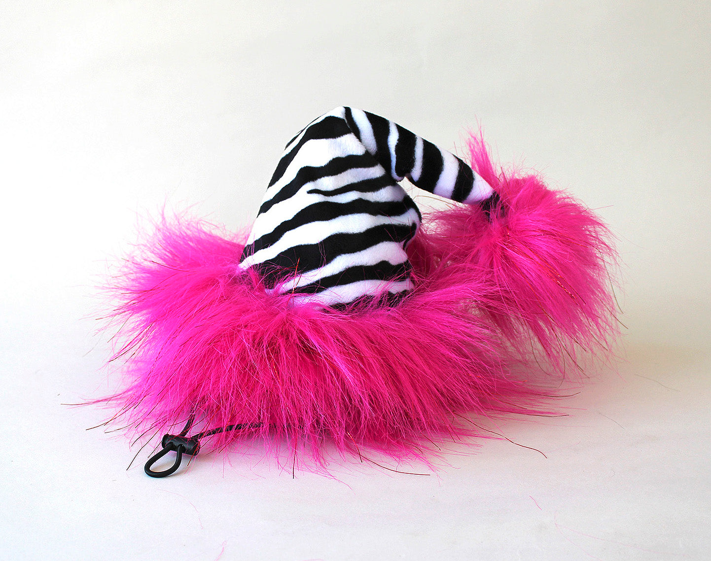 Zebra Print Dog Santa Hat w/Fuchsia Fur