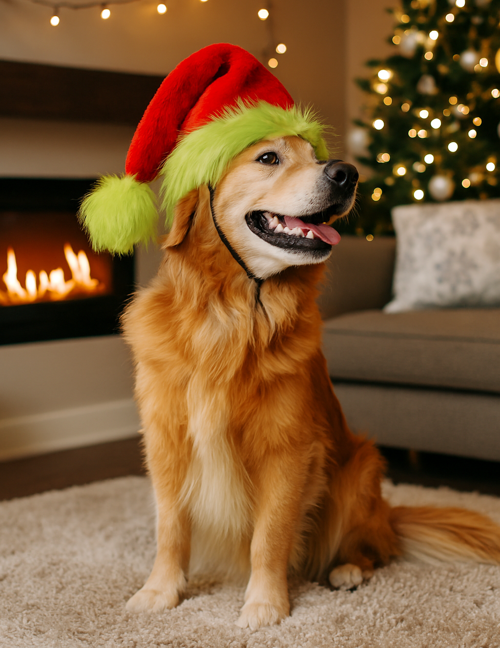 The Grinch Dog Santa Hat