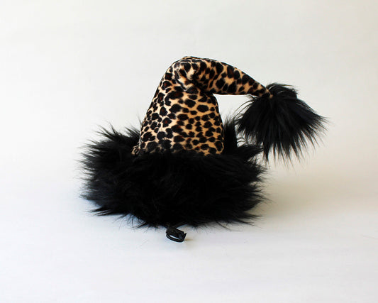 Leopard Print Dog Santa Hat