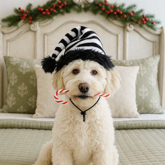 Zebra Print Dog Santa Hat